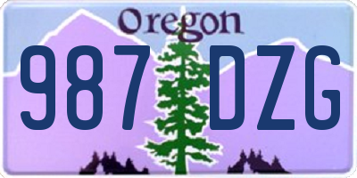 OR license plate 987DZG