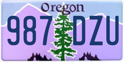 OR license plate 987DZU