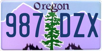 OR license plate 987DZX