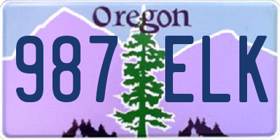 OR license plate 987ELK