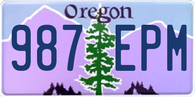 OR license plate 987EPM