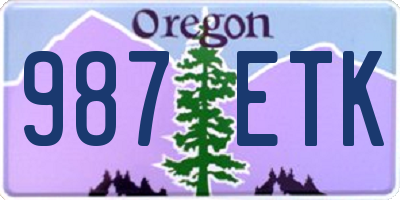 OR license plate 987ETK