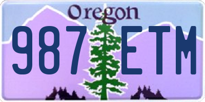 OR license plate 987ETM