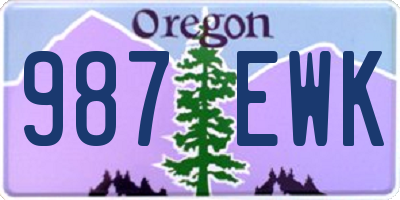 OR license plate 987EWK