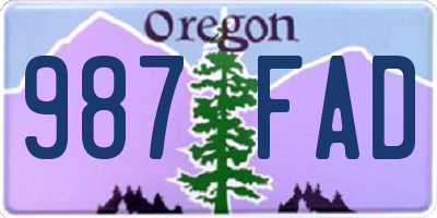 OR license plate 987FAD