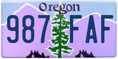 OR license plate 987FAF