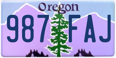 OR license plate 987FAJ