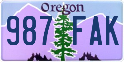 OR license plate 987FAK