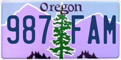 OR license plate 987FAM