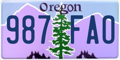 OR license plate 987FAO