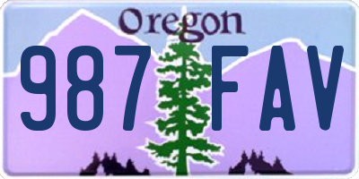 OR license plate 987FAV