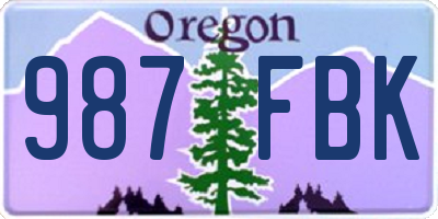 OR license plate 987FBK