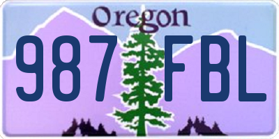 OR license plate 987FBL