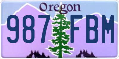 OR license plate 987FBM