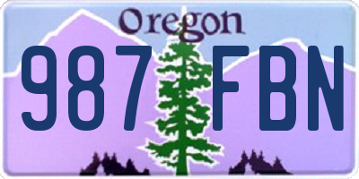 OR license plate 987FBN