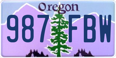 OR license plate 987FBW