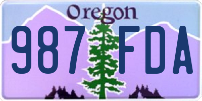 OR license plate 987FDA