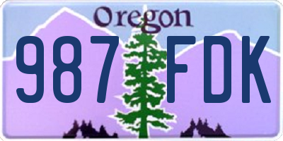 OR license plate 987FDK