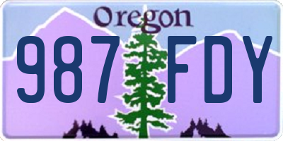 OR license plate 987FDY