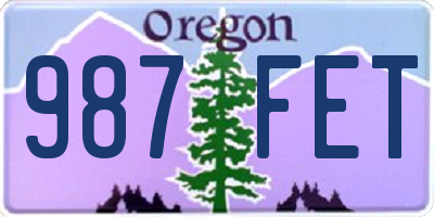 OR license plate 987FET