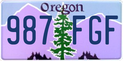 OR license plate 987FGF