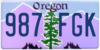 OR license plate 987FGK