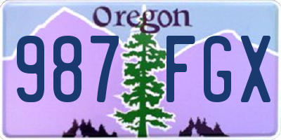 OR license plate 987FGX
