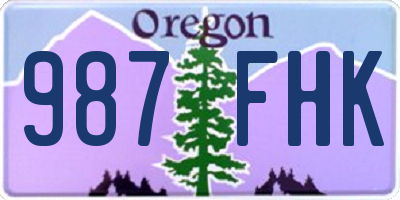 OR license plate 987FHK