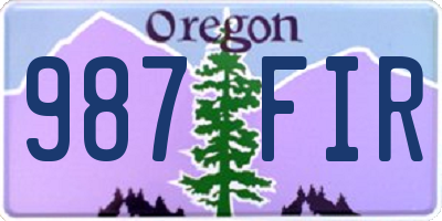OR license plate 987FIR