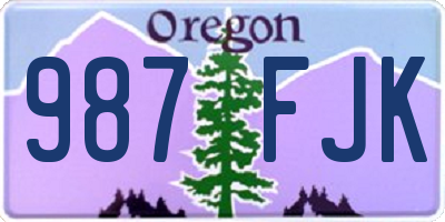 OR license plate 987FJK