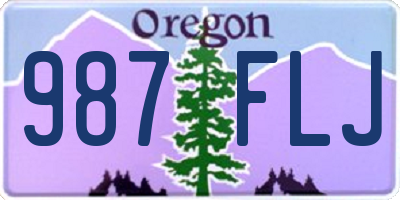 OR license plate 987FLJ