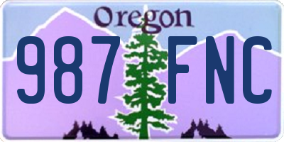OR license plate 987FNC