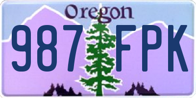OR license plate 987FPK