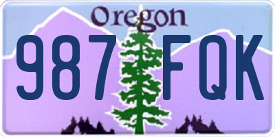 OR license plate 987FQK