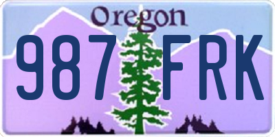 OR license plate 987FRK