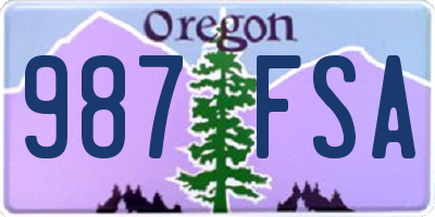 OR license plate 987FSA