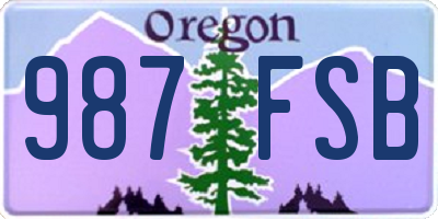 OR license plate 987FSB