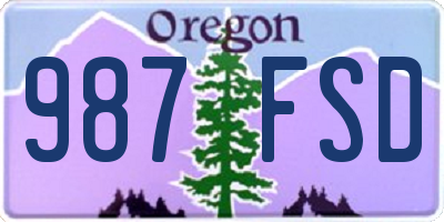 OR license plate 987FSD