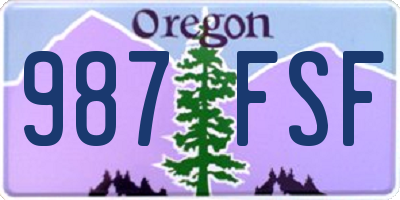 OR license plate 987FSF