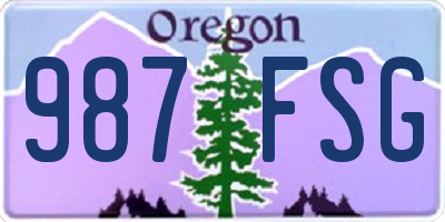 OR license plate 987FSG