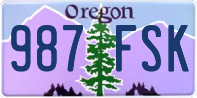 OR license plate 987FSK