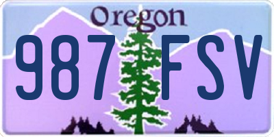 OR license plate 987FSV