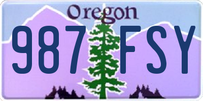 OR license plate 987FSY