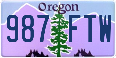 OR license plate 987FTW