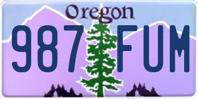 OR license plate 987FUM