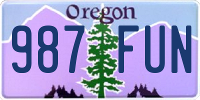 OR license plate 987FUN