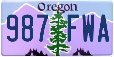 OR license plate 987FWA