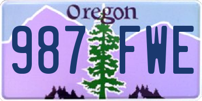 OR license plate 987FWE