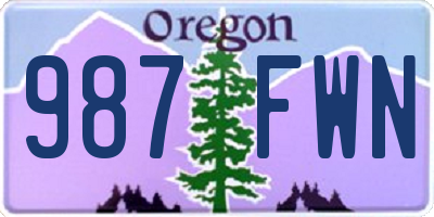 OR license plate 987FWN