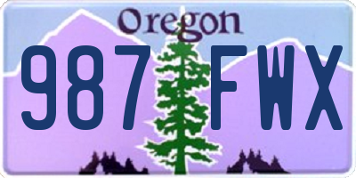 OR license plate 987FWX